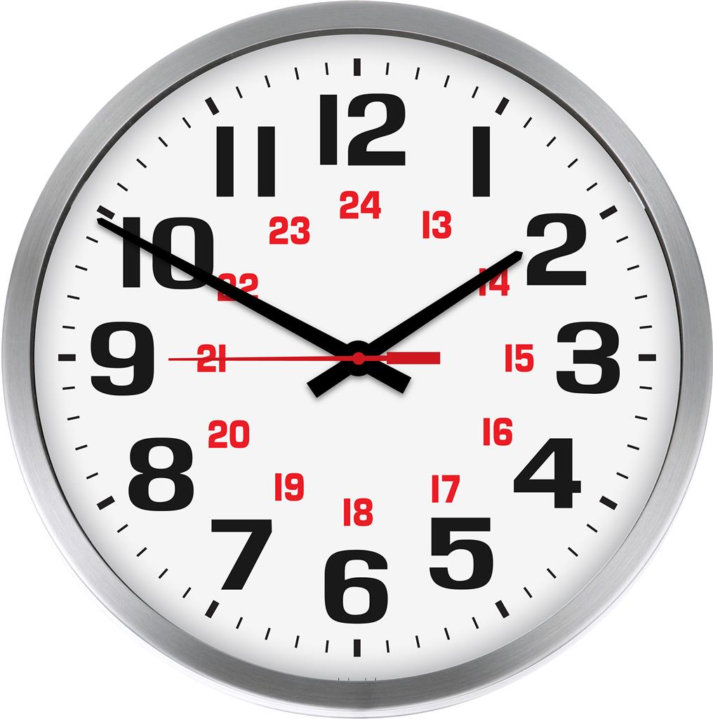 AllSet 15” Aluminum Clock, 24 hr dial | Crest Healthcare